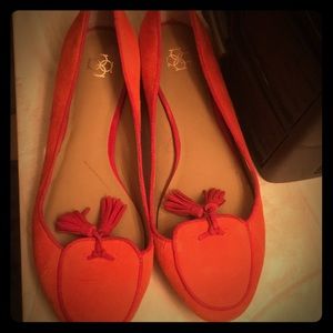 Ann Taylor Orange and burnt orange suede loafers